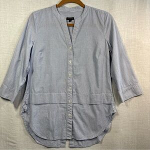 Talbots Light Blue Striped Button-Front & Back 3/4 Sleeve Shirt